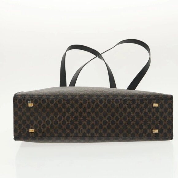 CELINE Macadam Canvas Shoulder Bag PVC Leather Black Gold - Picture 5 of 16